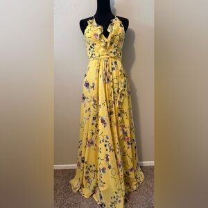 Floral-Printed Chiffon Gown